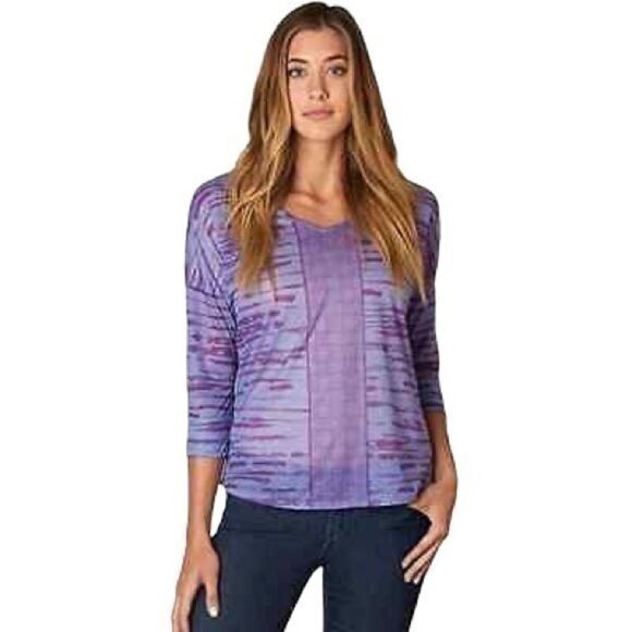 Prana Purple Aleah 3/4 Sleeve V-Neck Lightweight Shirt Pullover Top Size Small - Picture 1 of 7